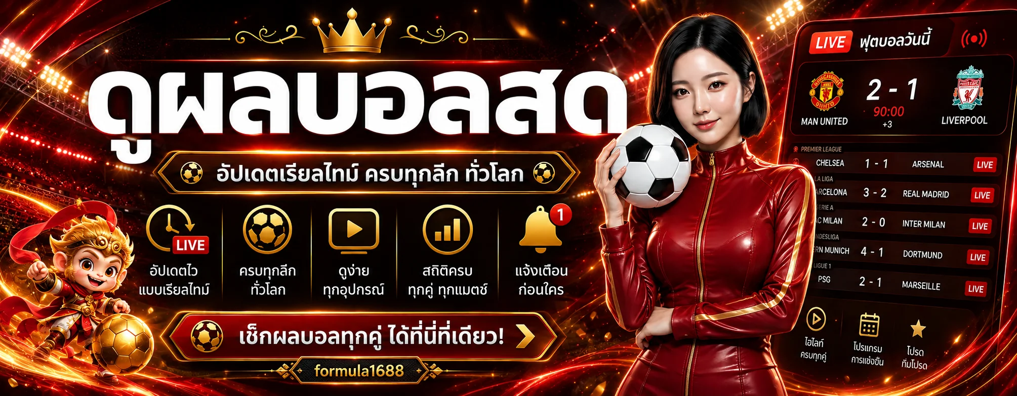 formula1688 กีฬา ผลบอลสดและสถิติ แบนเนอร์ข้อมูล